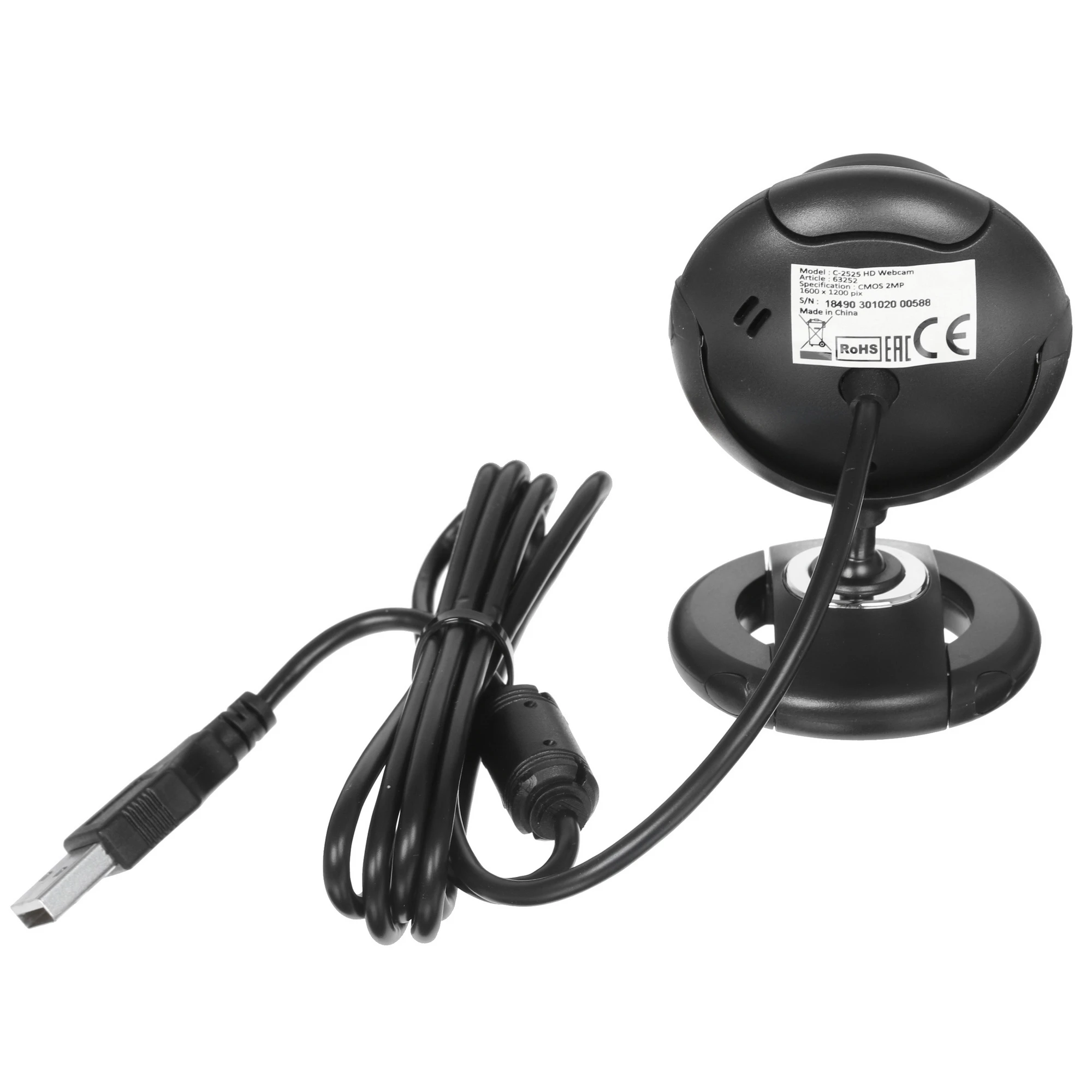 Веб-камера Defender C-2525HD (63252***); 2,0 Мп; 1600 х 1200; микрофон; USB 2.0; универсальное крепл