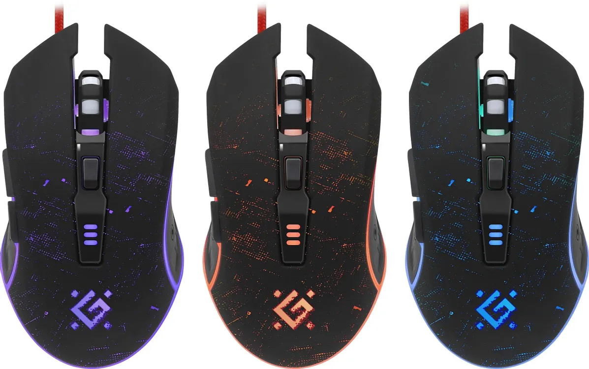 Мышь игровая Defender Draglen GM-907 Black (52907); USB; оптический; 1200 - 7200 dpi; 6 кнопок; колесо-кнопка; LED подсветка; черный