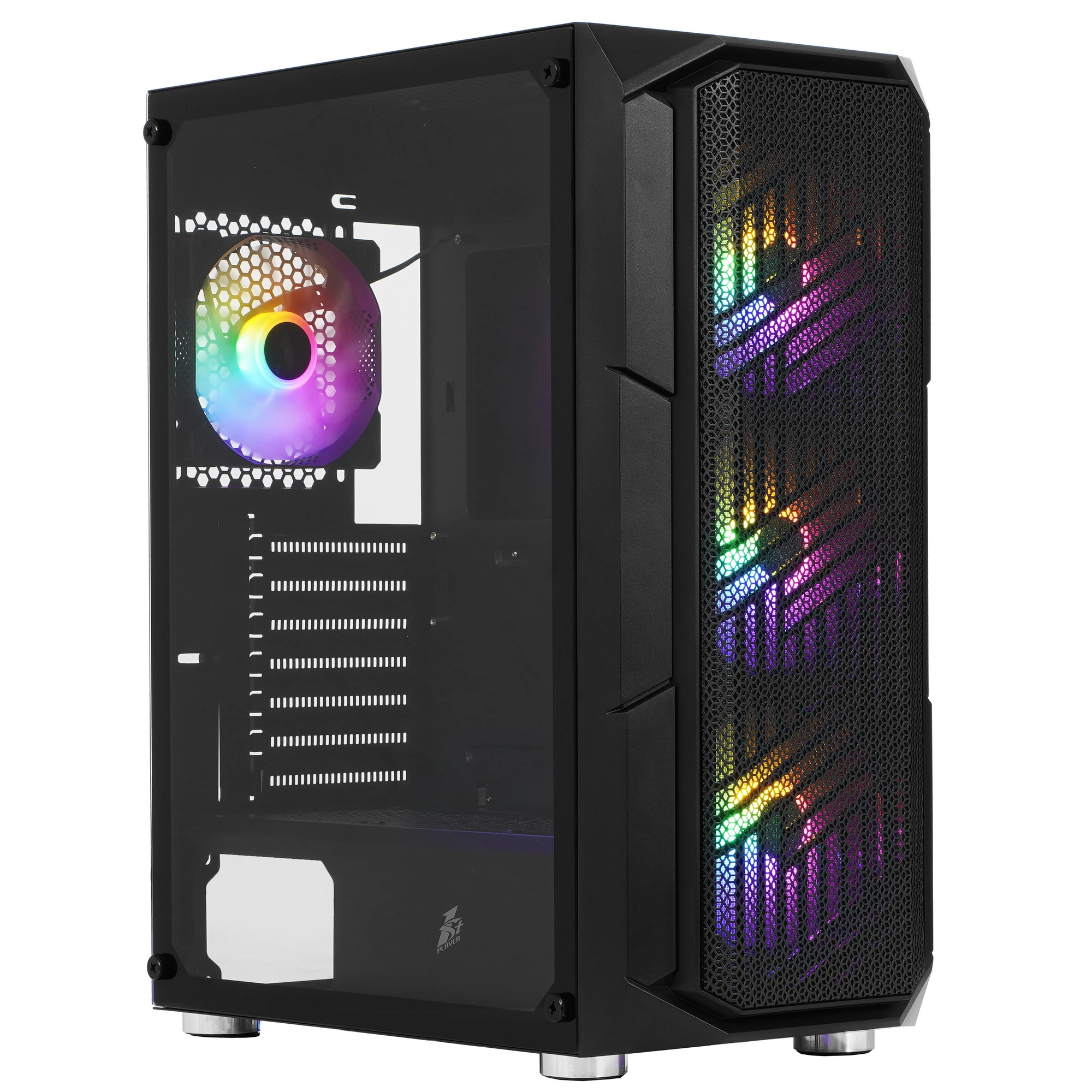 Корпус 1STPLAYER FIREBASE XF (XF-BK-4F1***); ATX; Midi-Tower; без БП; сталь; 2x3.5" int.; 4 x 120 мм; 2 x USB 2.0/1 x USB 3.0/Mic/Aud; чёрный