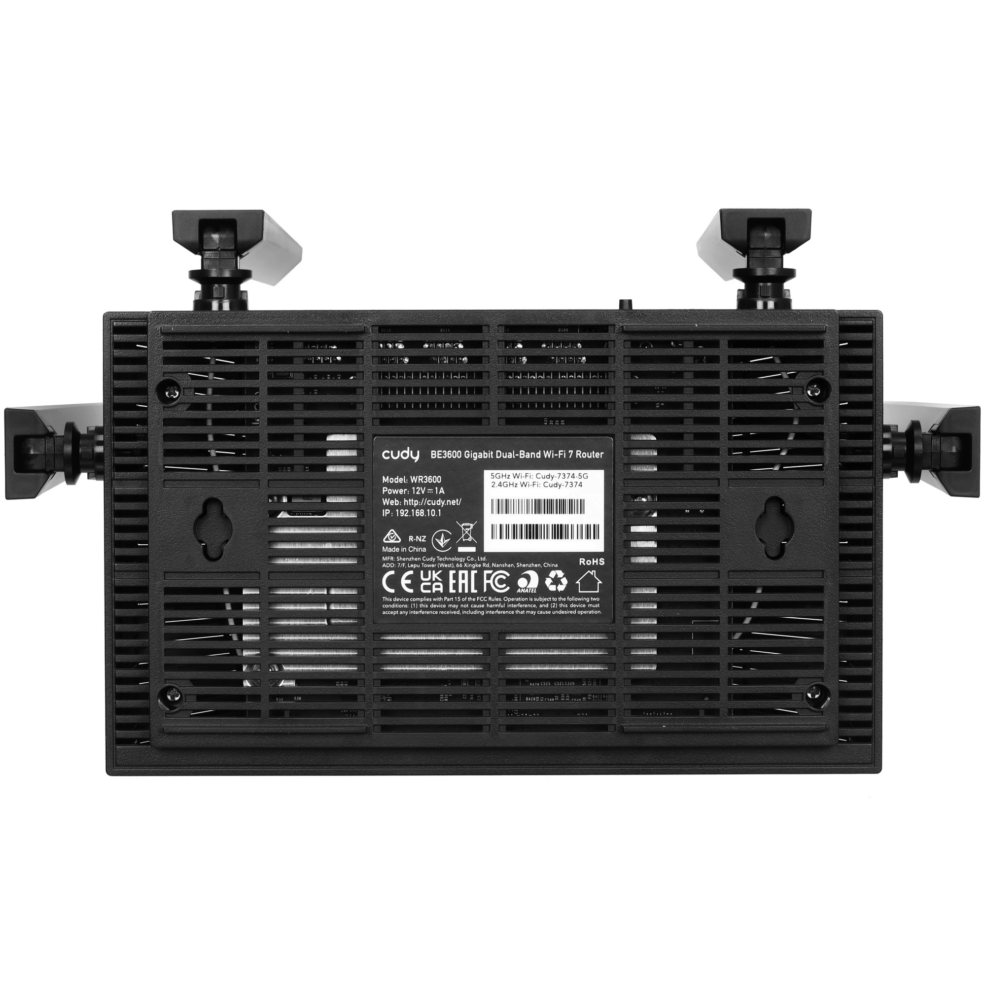 Роутер Cudy WR3600 (BE3600); IEEE 802.11a/b/g/n/ac/ax/be; 688 Мбит/сек + 2880 Мбит/сек; 4x LAN 1000 Мбит/с; 1x WAN 1000 Мбит/с; 4 x 5.5 dBi