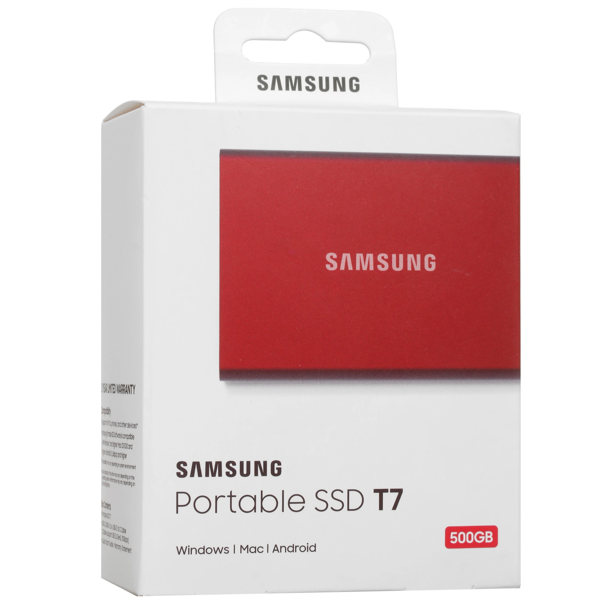 Внешний SSD 500 ГБ Samsung T7 Red (MU-PC500R/WW); USB 3.2 Type C; красный