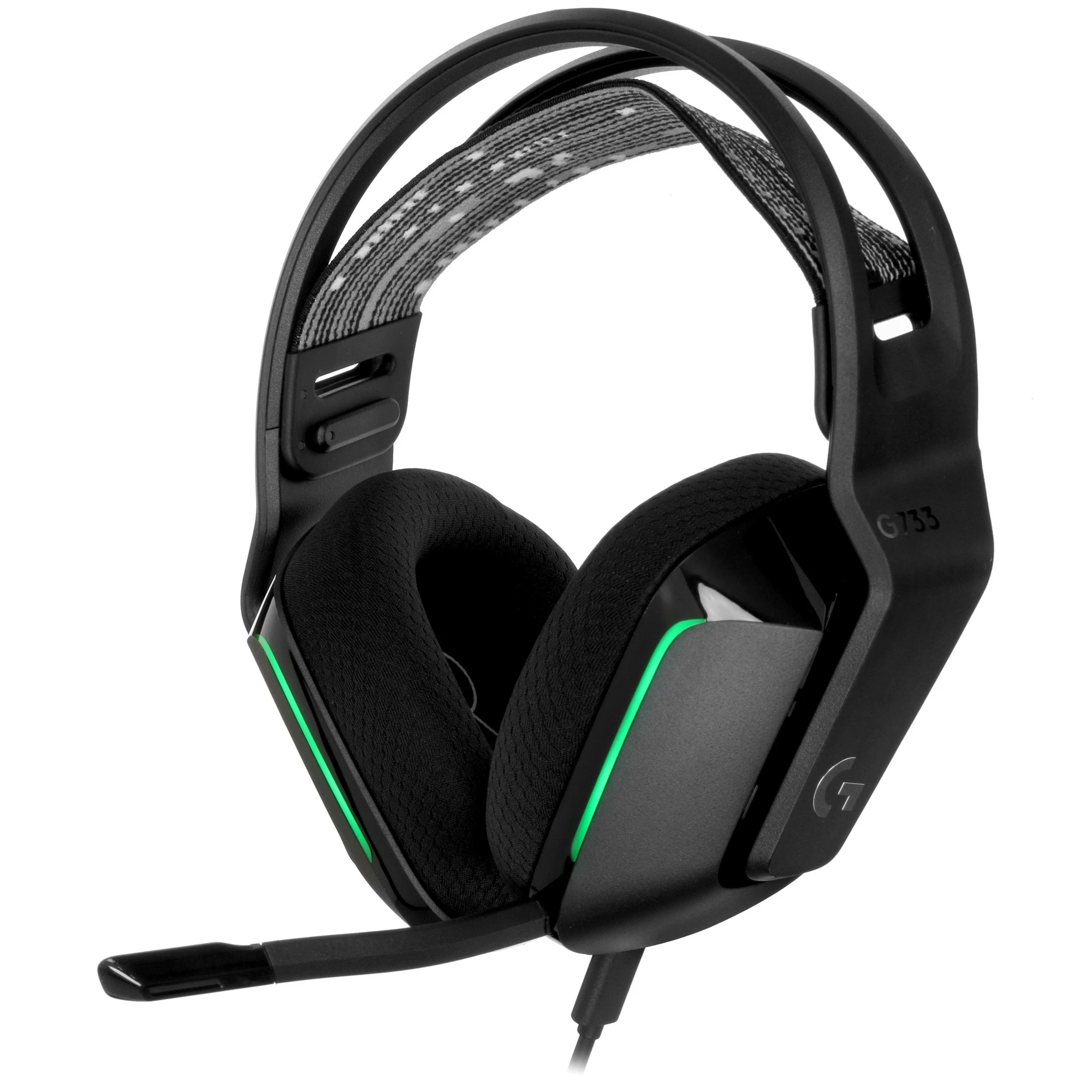 Гарнитура беспроводная Logitech G733 LIGHTSPEED Black (981-000866); игровая; 2.4 Ггц; оголовье; 20 - 20 000 Гц; 39 Ом; виртуальный звук 7,1; 29 ч; вст