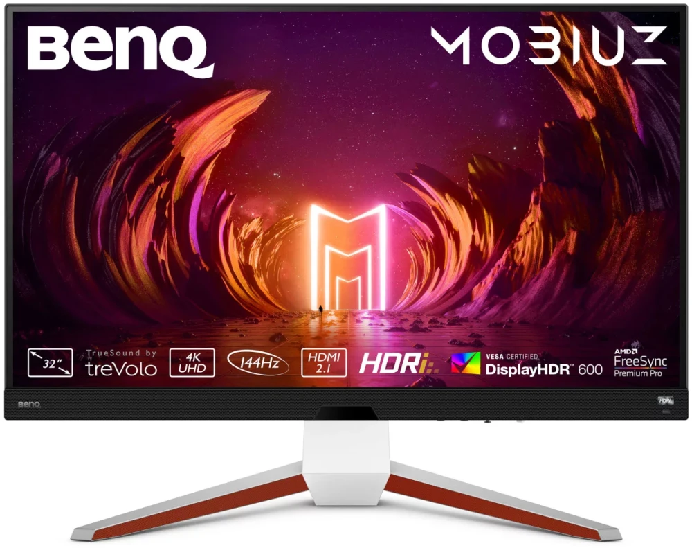 Монитор 32" Benq Mobiuz EX3210U; WLED; 16:9; IPS; 3840x2560; 144 Гц; 178°/178°; 600 кд/м²; 2 мс; 1 000:1; 2xHDMI; 1xDP; 4xUSB; 2x2 Вт + 5 Вт (SW); 1x