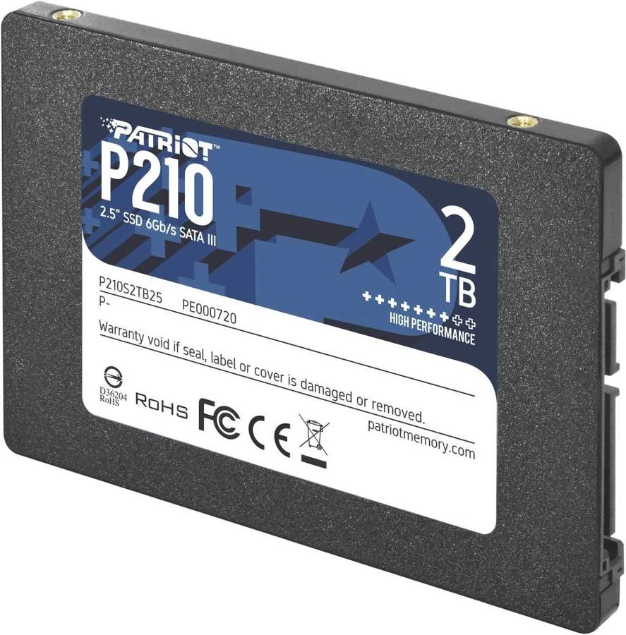 Накопитель SSD 2 ТБ Patriot P210 (P210S2TB25); 2,5"; 520Мб/с -  430Mб/с; TLC; SATA III; RET
