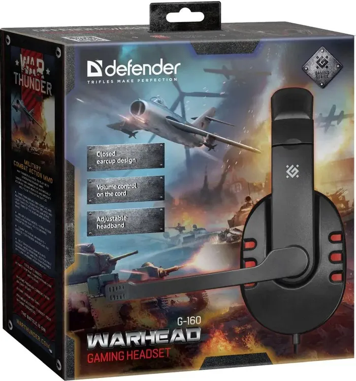 Гарнитура игровая Defender Warhead G-160 (64113***); оголовье (headband); 20 - 20 000 Гц; 32 Ом; 2,5 м; микрофон; 2 x 3,5 мм (mini-jack); регулятор гр