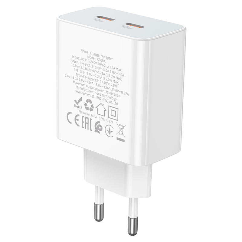hoco-c108a-leader-pd35w-dual-tc-port-wall-charger-eu-specs