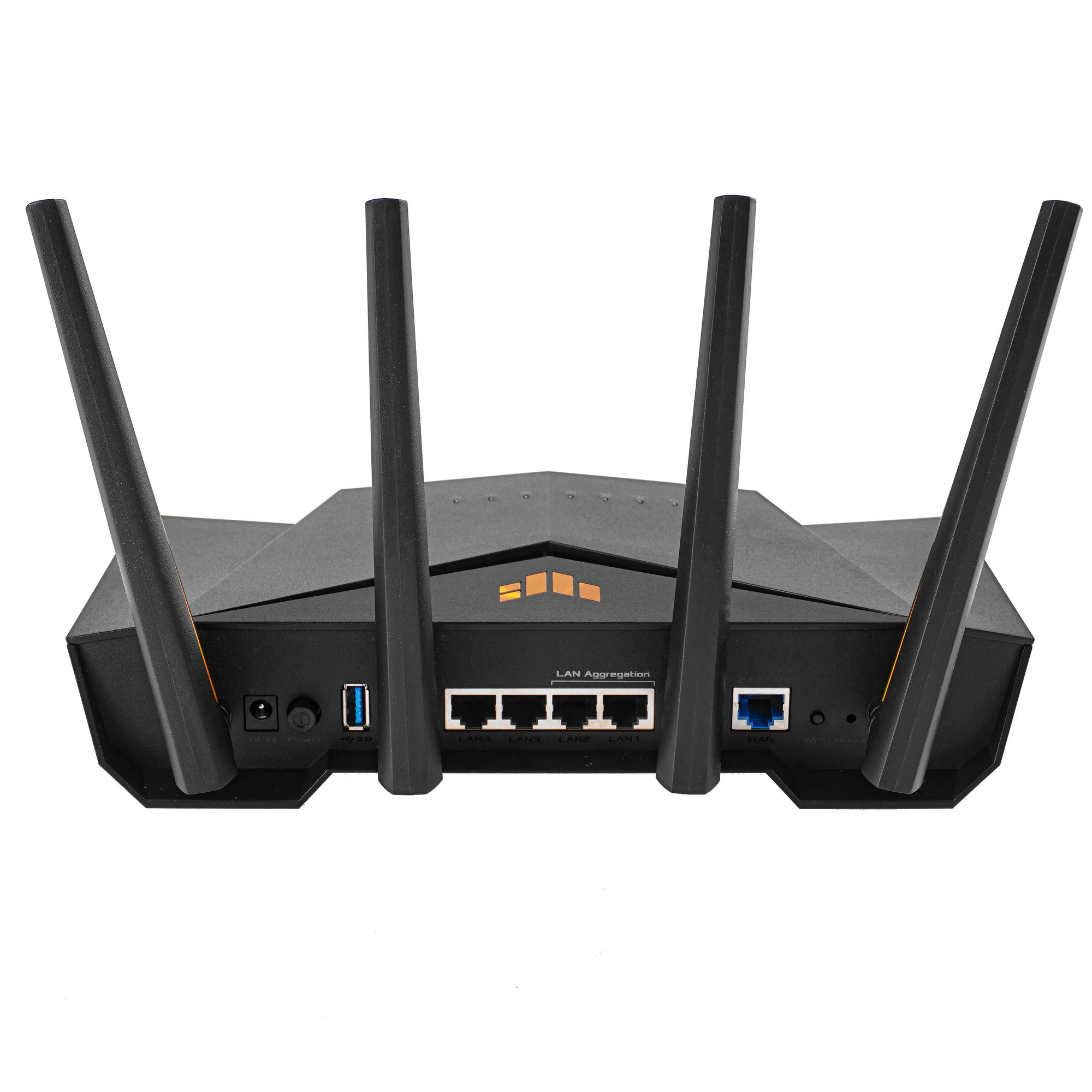 Роутер Asus TUF-AX3000 (AX3000***); IEEE 802.11a/b/g/n/ac/ax; 574 Mbps + 2402 Mbps; 4x LAN 10/100/1000 Мбит/сек; 4 ant; 1x USB 3.0