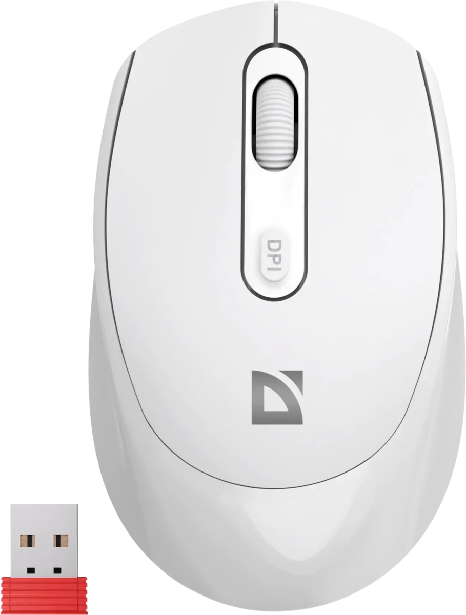 Мышь беспроводная Defender Vision MS-376 White (52377); BT/2.4 Ггц; оптический; 800 - 1600 dpi; 4 кнопки; колесо-кнопка; аккумулятор 500 мА·ч; белый