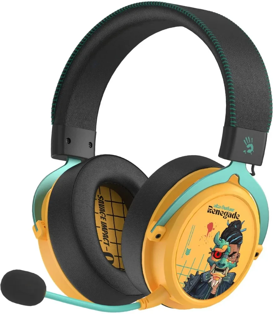 Гарнитура беспроводная A4Tech Bloody MR595 Renegade Yellow (MR595 Sunset Yellow***); накладные; Blue