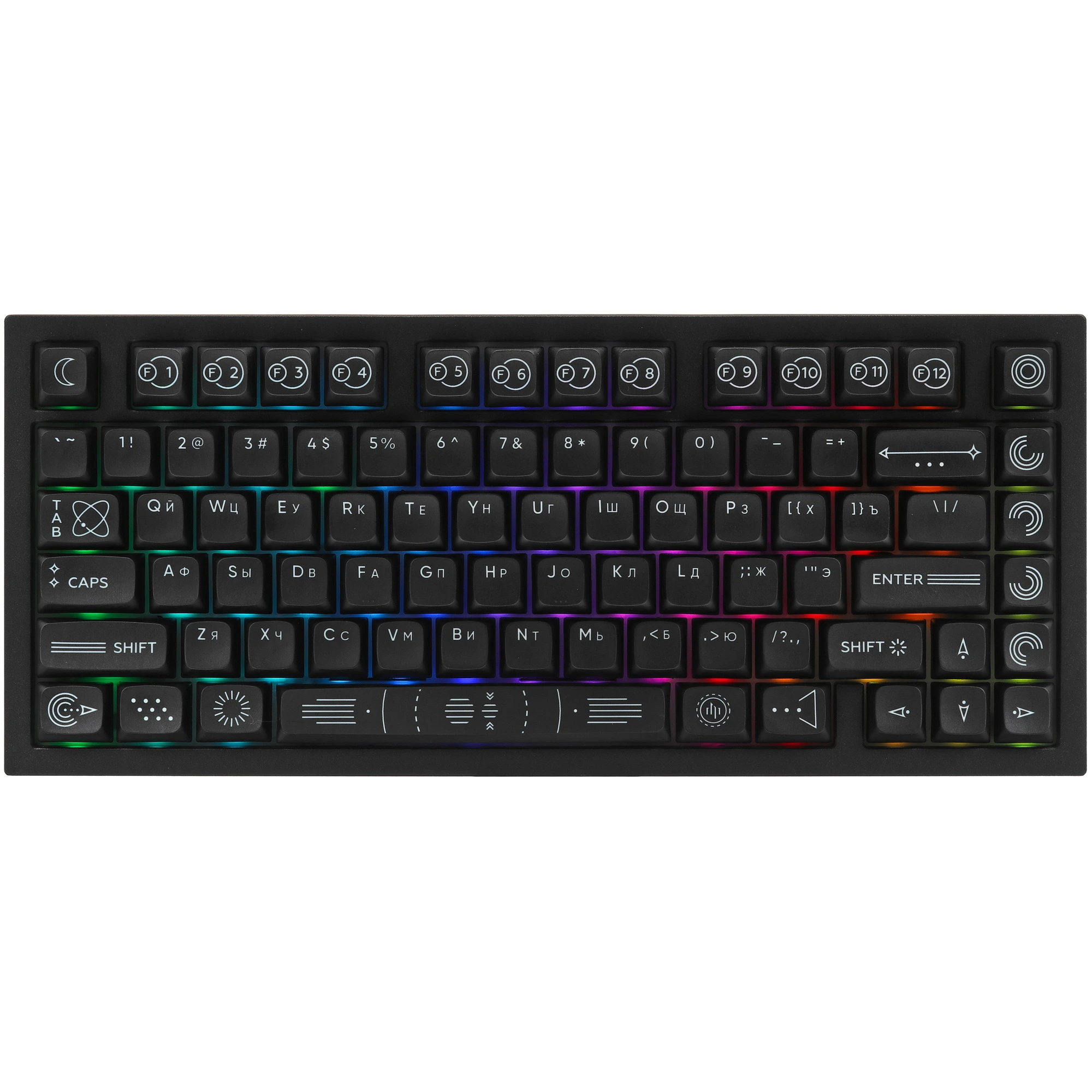 Клавиатура проводная Dark Project Zeno Black (DP-CM81ZBC); механическая; switch - g3ms Sapphire; 81 клавиш; RGB; 1,8м; белый+синий