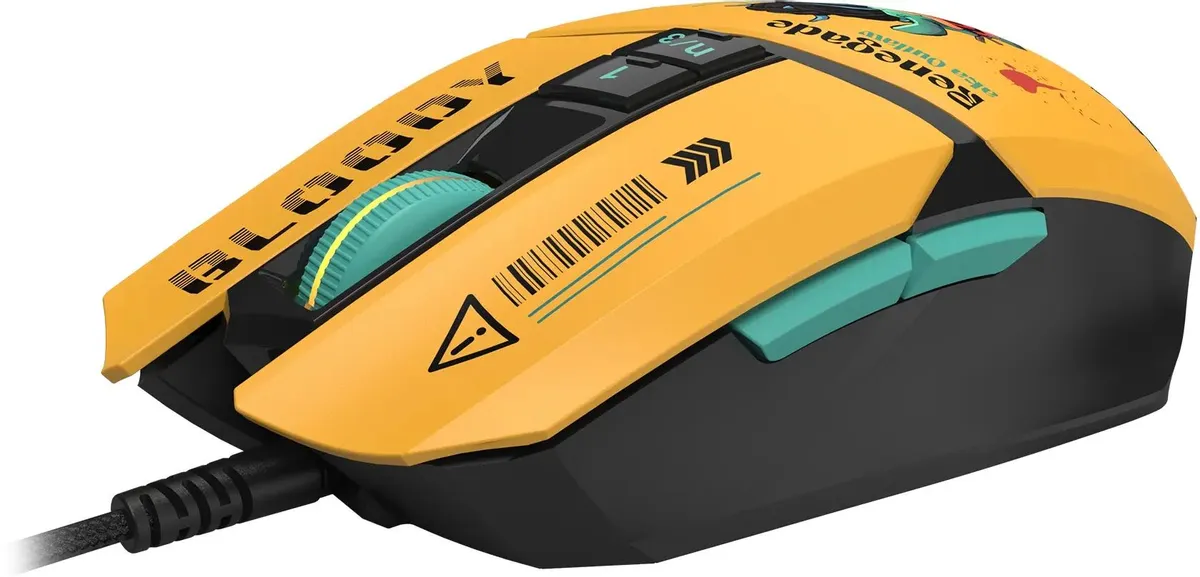 Мышь игровая A4Tech Bloody W63 Max Renegade Sunset (W63 MAX Yellow***); USB; оптический; 12000 dpi; 