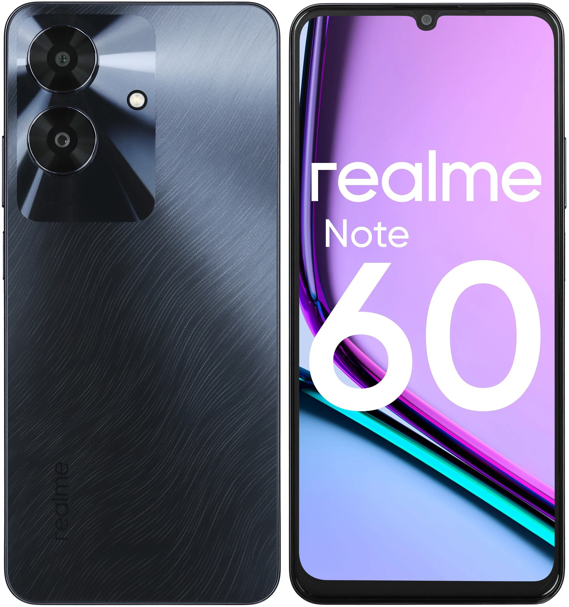 Смартфон Realme Note 60 6/128 Гб Black;  6.74" IPS 90 Гц; 1600 x 720; Unisoc Tiger T612 8 ядер 1.8 Ггц; 32+0.08 Мп/5 Мп BT5.0; WiFi 802.11ac; Android 