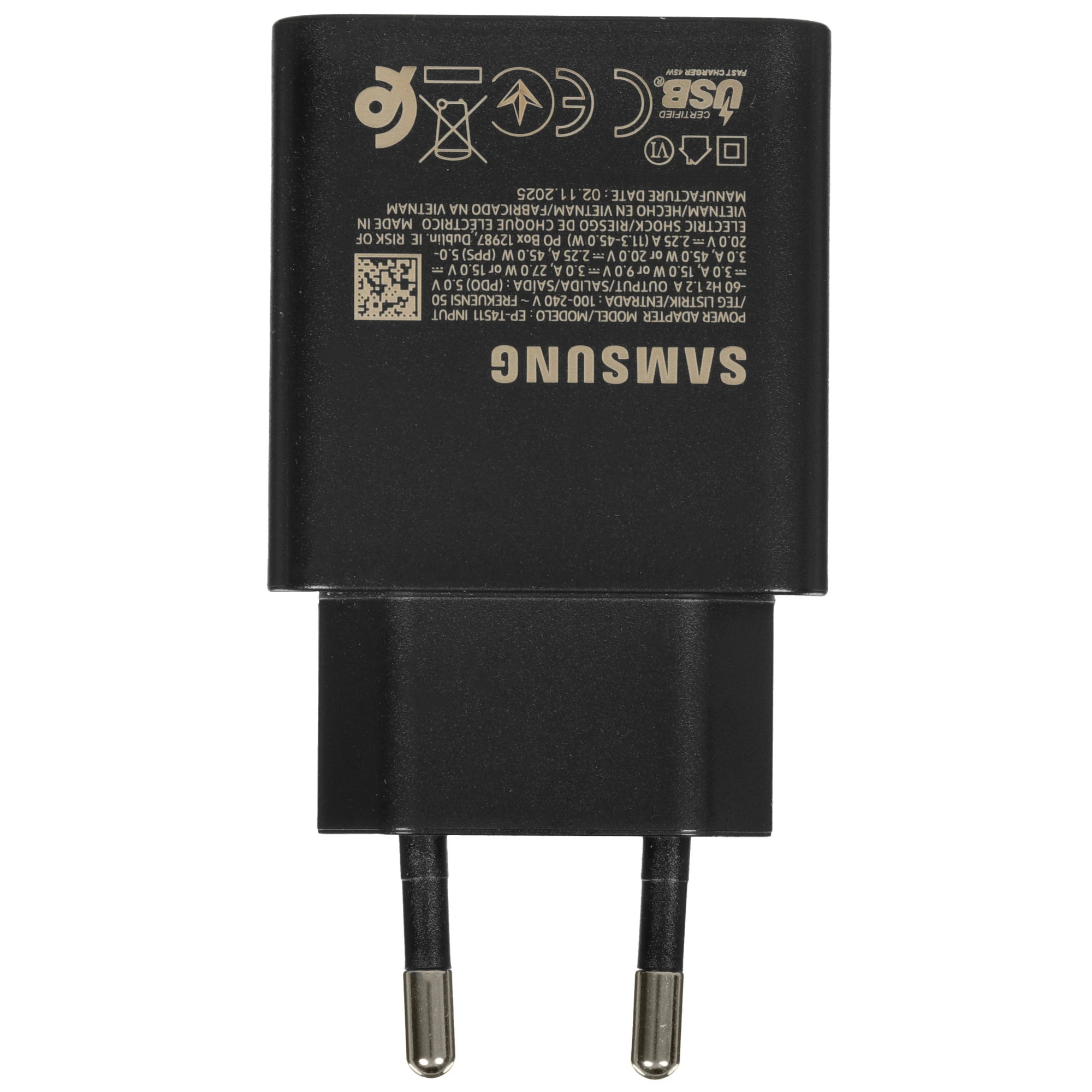 Зарядное устройство Samsung EP-T4511 Black (EP-T4511NBEG), 45 Вт, 3А, 1xType-C, черный