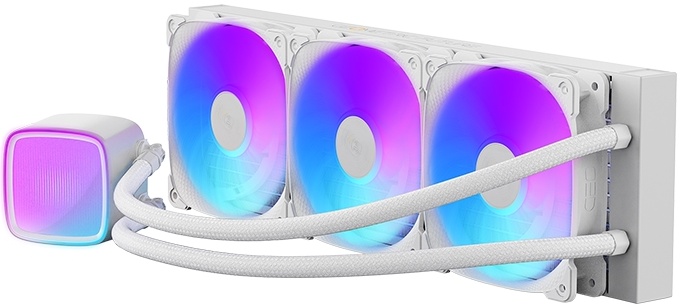 Система жидкостного охлаждения 360 мм Geometric Future Eskimo Pro 360 ARGB White (1C251W0361000); активная; 3x120 мм; 2000 об/мин; 34.2 дБ