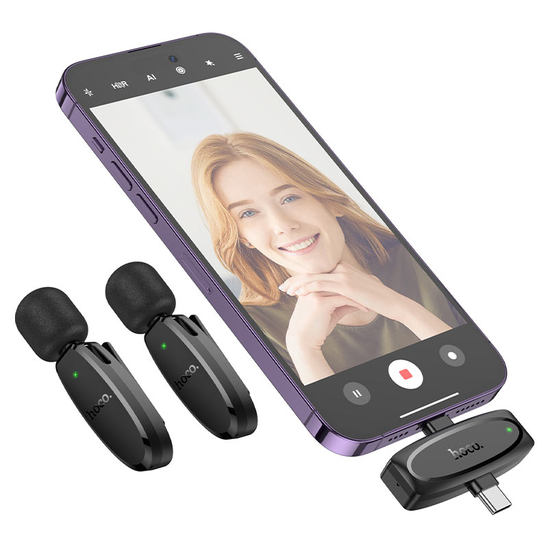 Микрофон Hoco L15 Crystal lavalier wireless; динамический; беспроводной (2.4 Ггц); всенаправленный; 