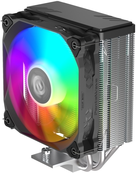 Кулер для процессора 120 мм PentaWave PC-Z03E SRB ARGB (PC-Z03ESRBARGBPWM), 1x120 мм, 4 pin, 1750 об/мин, черный, 210 Вт, 29.5 дБ, 3 трубки, алюминий