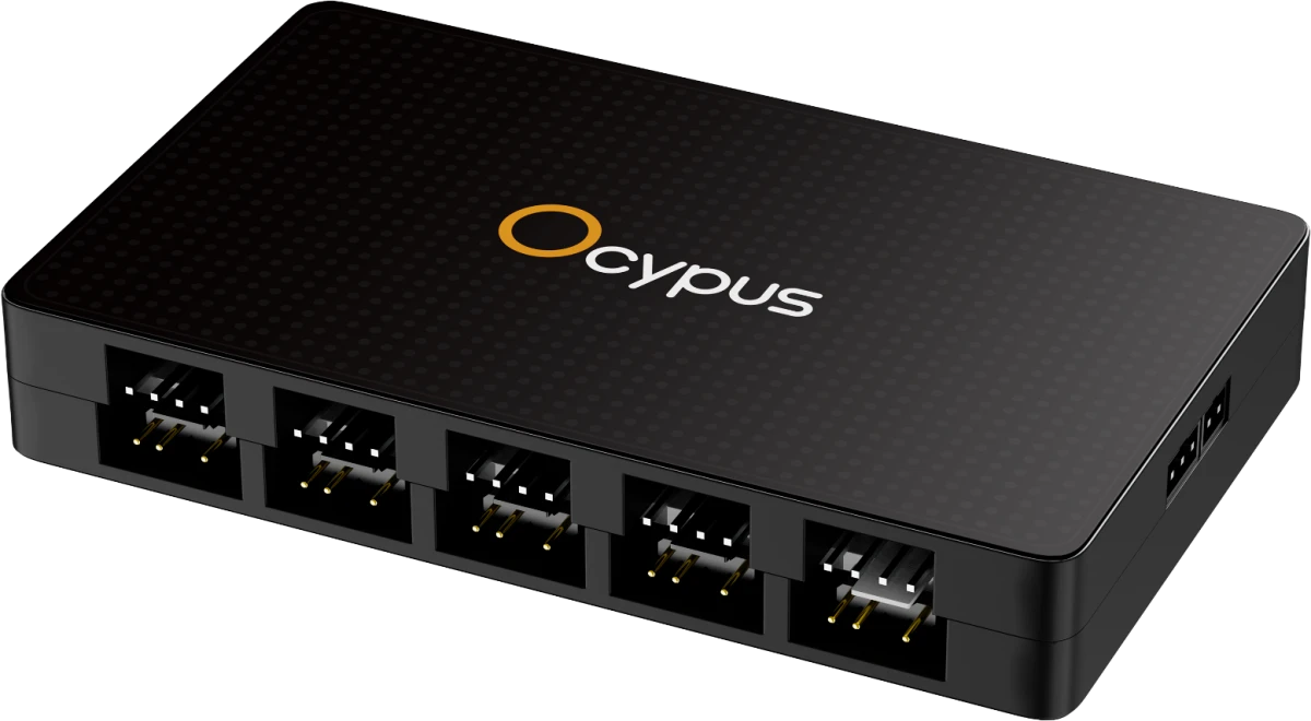 Контроллер вентиляторов ARGB Ocypus Delta EH10 Pro Black (Delta-EH10-BKN00PXX-GL); 10 вентиляторов; 4-pin(PWM)+3-pin(ARGB); Sata (Power); пульт ДУ; че