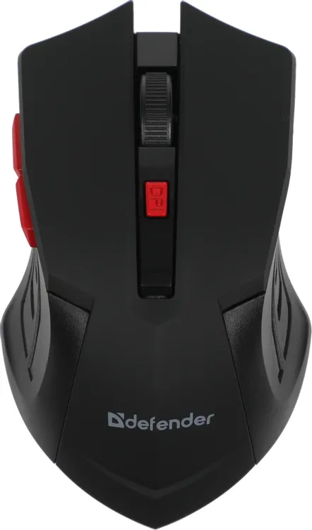 Мышь беспроводная Defender Accura MM-275 Black+Red (52276); 2.4 ГГц; USB; оптический; 800/1200/1600 dpi; 6 кнопок; колесо прокрутки; 1хАА; чёрный+крас