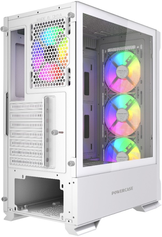 Корпус Powercase Mistral AZ4W ARGB White (CMAZW-A4); ATX; Midi-Tower; без БП; сталь; 2x3.5" int.; 4 x 120 мм; 2xUSB 2.0/1xUSB 3.0/Mic/Aud; белый