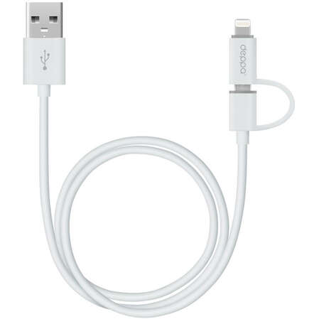 MicroUSB+Lightning ASIV DFB ***; Дата кабель; 1 м; белый