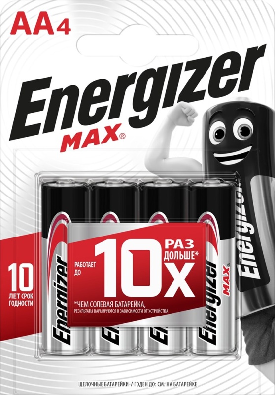 Батарейка АА Energizer MAX (LR6/316); щелочная; (упаковка 4 шт.) цену за штуку