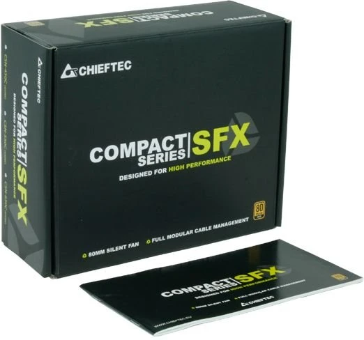Блок питания 650 Вт Chieftec COMPACT (CSN-650C); SFX; 1x24 pin; 1x8(4+4) pin; 4xSata; 3xMolex; 2x6+2-pin PCI-E; 80+ Gold; APFC; отстегивающиеся кабели