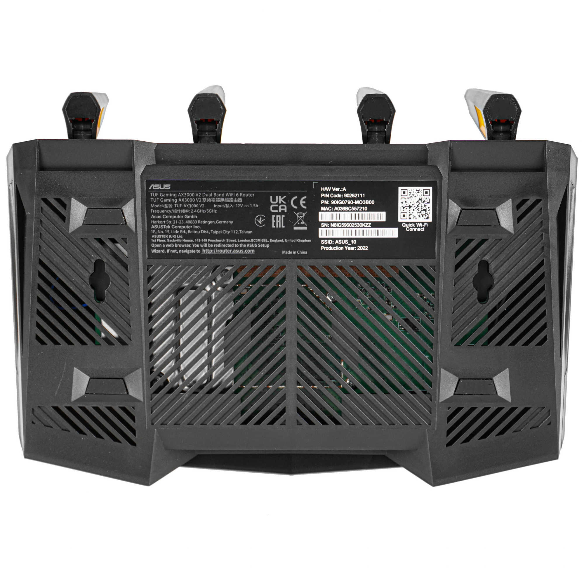 Роутер Asus TUF-AX3000 (AX3000***); IEEE 802.11a/b/g/n/ac/ax; 574 Mbps + 2402 Mbps; 4x LAN 10/100/1000 Мбит/сек; 4 ant; 1x USB 3.0