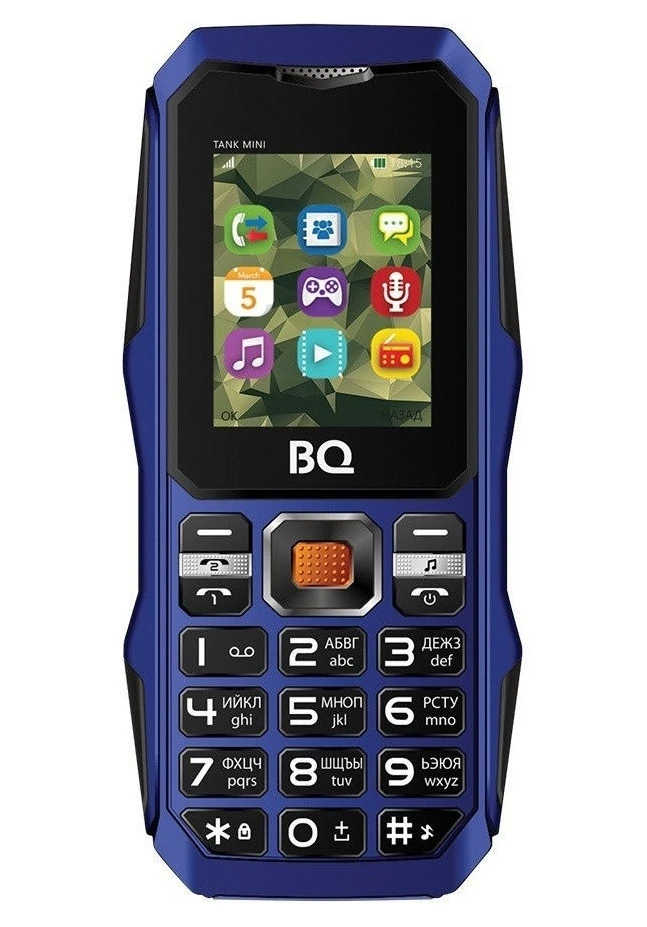Мобильный телефон BQ Tank Mini (BQ-1842) синий; 1.77"; TFT; 160x128; 0.08 Мп; 32 Мб/32 Мб; 1 200 мА/ч