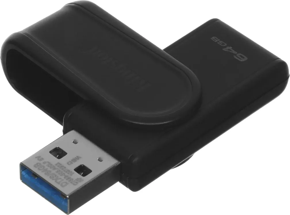 Накопитель USB-флэш 64 ГБ Kingston DataTraveler Exodia S (DTXS/64GB); USB 3.2; ротатор; черный