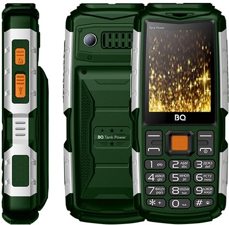 Мобильный телефон BQ Tank Power (BQ-2430***) зеленый; 2.4"; TFT; 320x240; 0.3 Мп; 32 Мб/32 Мб; 4 000 мА/ч