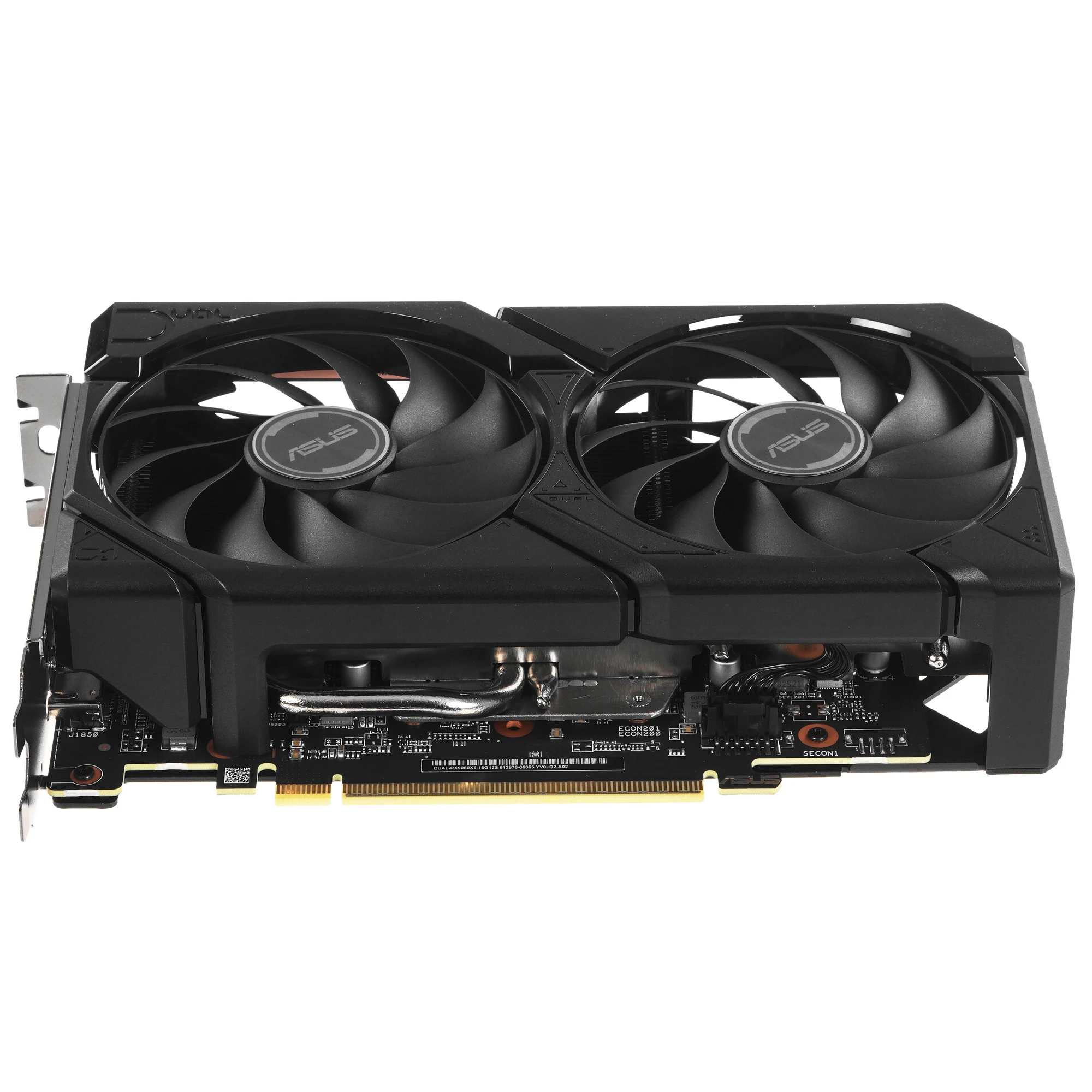 Видеокарта ASUS Radeon RX 9060 XT DUAL (90YV0LG2-M0NA00), черный, 16Гб, GDDR6, 2530–3250 МГц, 20 ГГц, 5 нм, 128 бит, HDMIx1, DPx2