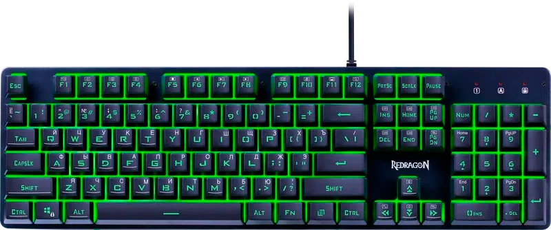 Клавиатура игровая Redragon Nagato (72077); USB; мембранная; 104 клавиш; 12 (+FN); подсветка RGB; ENG\RUS; черный