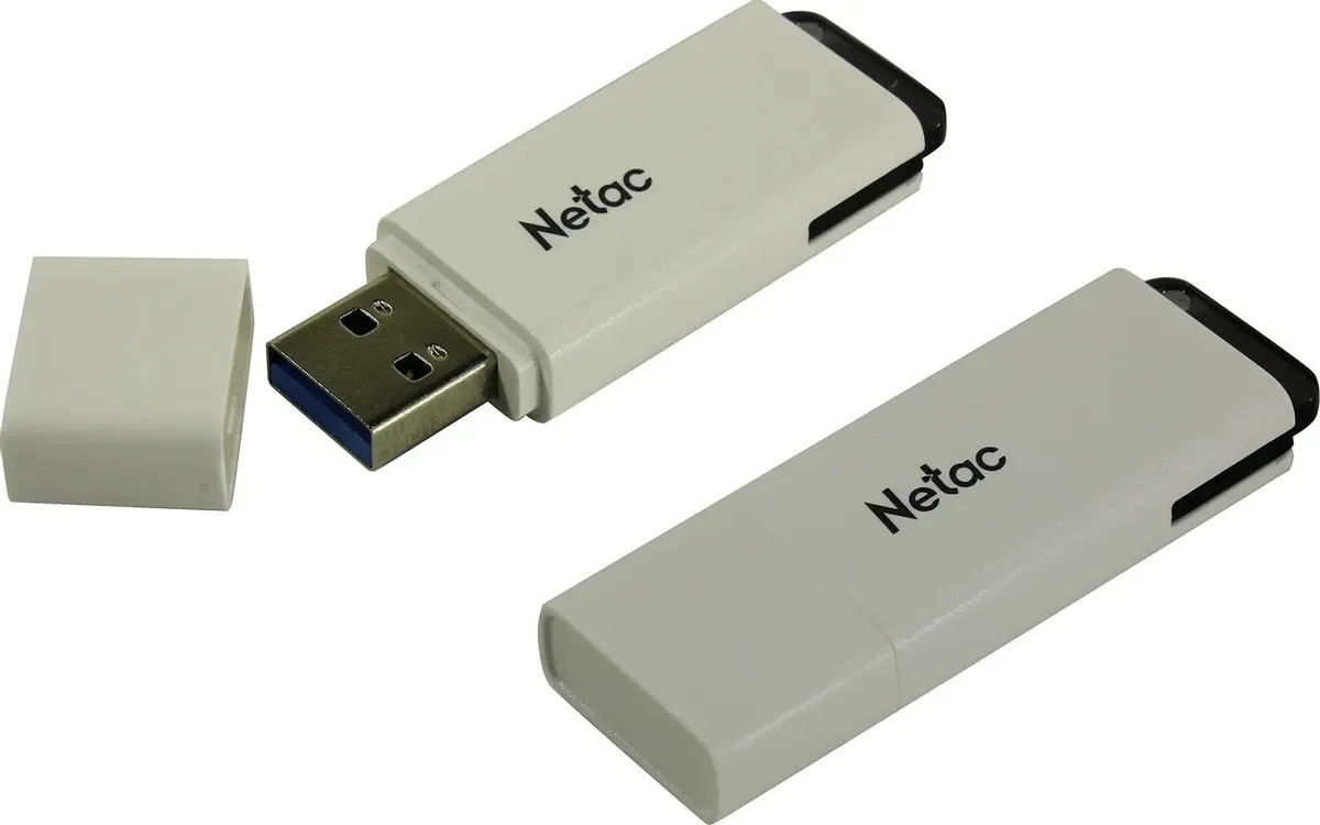 Накопитель USB-флэш 128 ГБ Netac U185  (NT03U185N-128G-30WH); USB 3.0; классическая, с колпачком; пластик; белый