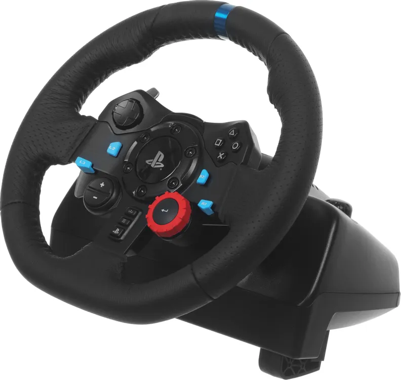 Руль Logitech G29 (941-000142); проводной; PC, PS4 / PS5; 14 кнопок, 3 педали, подрулевые переключатели, отделка руля кожей, обратная связь