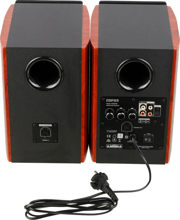 Акустическая система 2.0 Edifier R2000DB (Brown); 120 Вт; 50 - 20 000 Гц; MDF; BT; беспроводной пульт ДУ; S/PDIF (optical); регулятор на задней панели