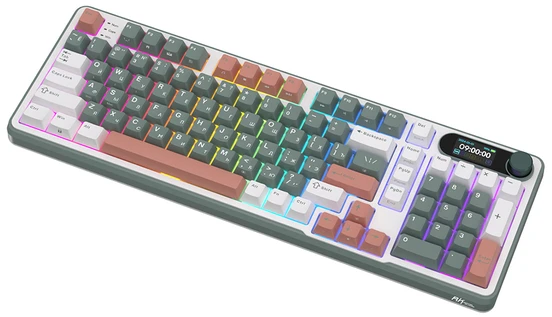 Клавиатура проводная Royal Kludge RK-S98 White/Violet (Chartreuse switch); USB + (Bluetooth/2.4 Ггц); механическая; 98 клавиш; Hot-swap; USB хаб; отсо