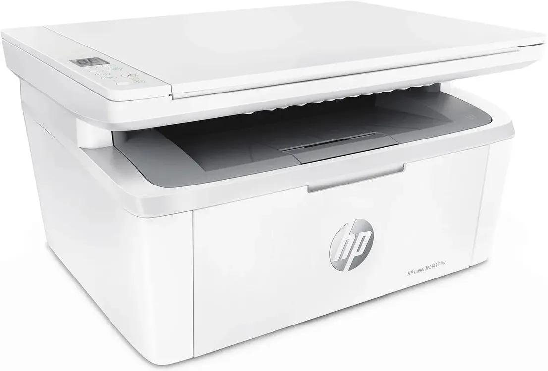 МФУ лазерное HP LaserJet M141w (7MD74A***); черно-белая; A4; 600 x 600 dpi; 20 ч/б, ст/мин; USB; Wi-Fi; белый