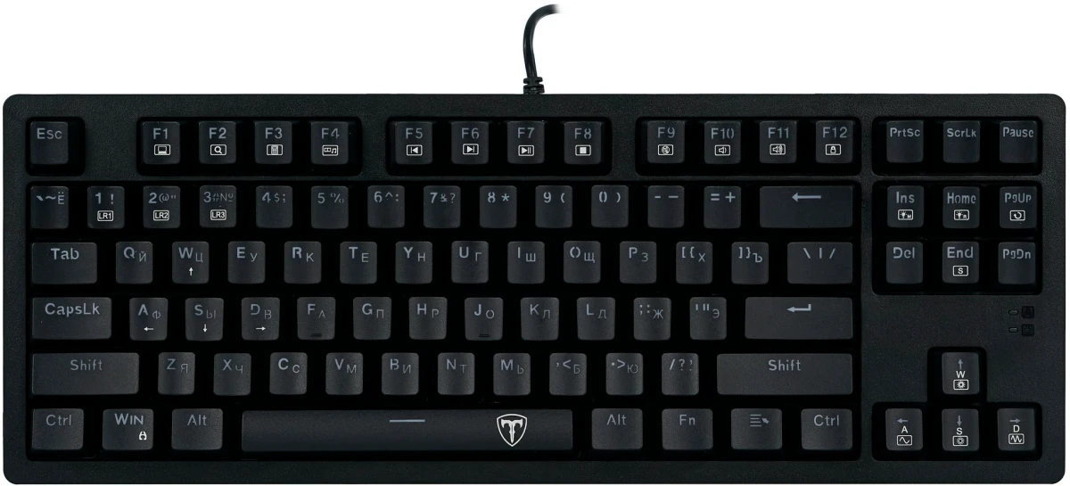Клавиатура игровая T-Line Volt (72373); USB; механическая; 87 клавиши; 12 (+FN); подсветка LED; ENG\RUS; чёрный