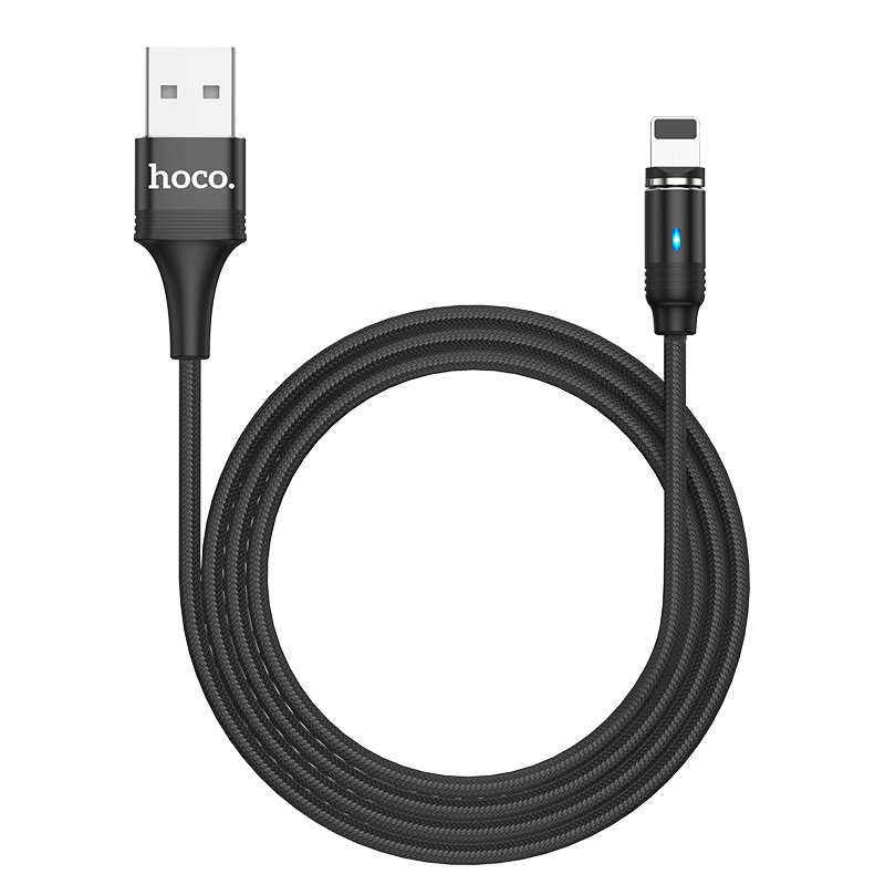 Кабель USB 2.0 AM/Lightning Hoco U76 Fresh; 2 A магнитный коннектор; 1,2 м; черный