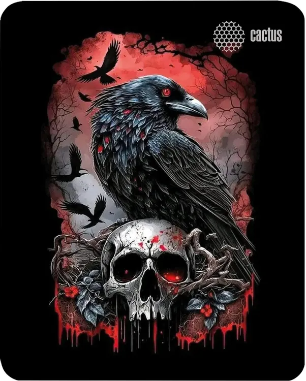 Коврик для мыши Cactus Raven (CS-MP-D14S); ткань + резиновая основа; 250 х 200 х 3 мм; игровая поверхность; рисунок