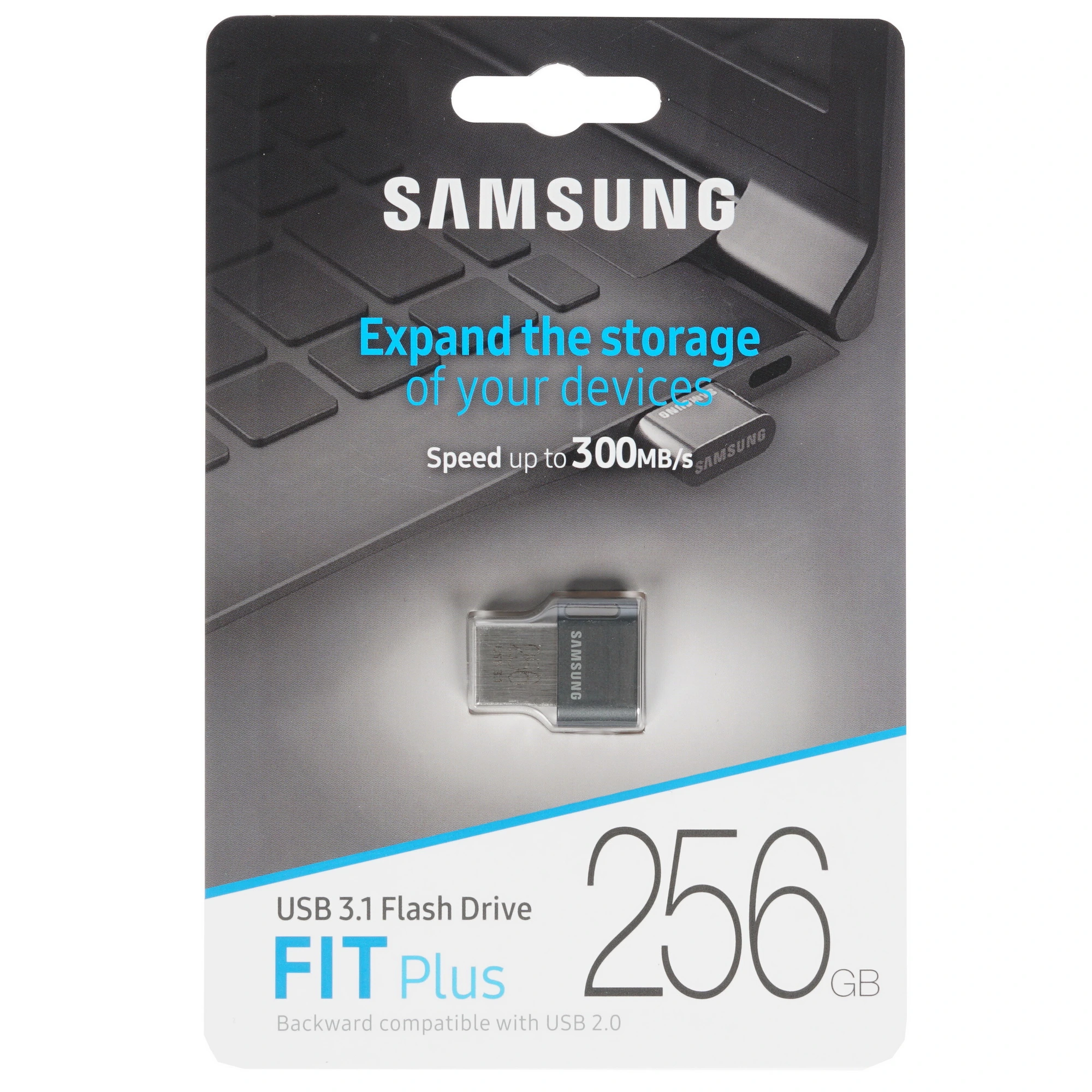 Накопитель USB-флэш 256 ГБ Samsung FIT Plus (MUF-256AB/APC***); USB 3.1; моноблок; пластик; up to 300Mb/s; чёрный