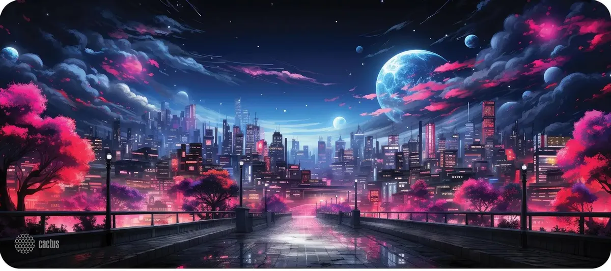 Коврик для мыши Cactus Fantasy space (CS-MP-PRO14XXL); ткань + резиновая основа; 900 х 400 х 3 мм; игровая поверхность; рисунок