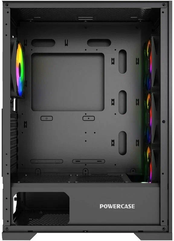 Корпус Powercase Mistral B415 ARGB Black (CMAB415-A4); ATX; Midi-Tower; без БП; сталь; 2x3.5" int.; 4 x 120 мм; 1xUSB 2.0/1xUSB 3.0/Mic/Aud; чёрный