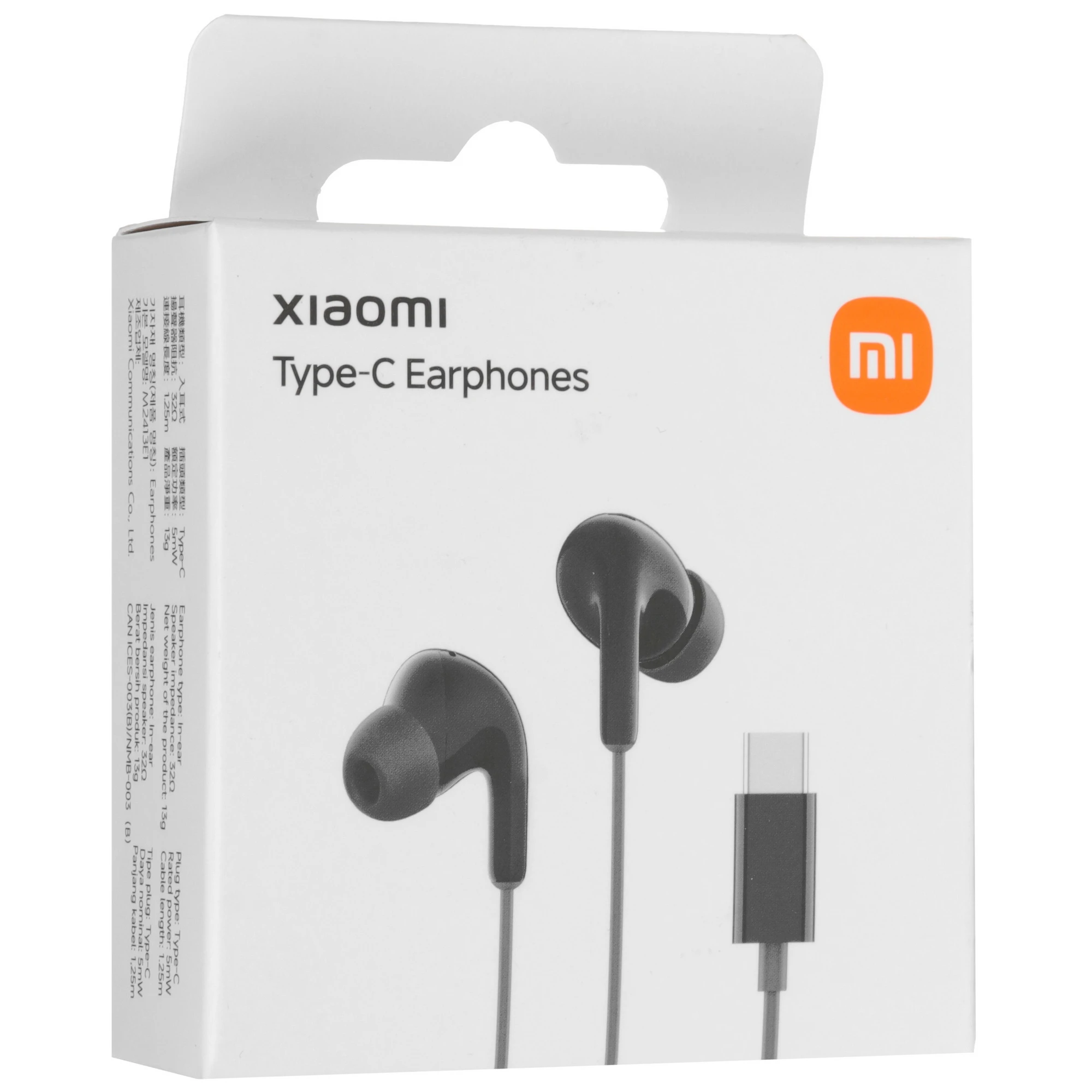 Гарнитура проводная, Xiaomi Type-C Earphones Black, (BHR8930GL), внутриканальные, без крепления, 20 Гц - 20 кГц, 32 Ом,  USB Type-C, 1,25 м, 14 г.
