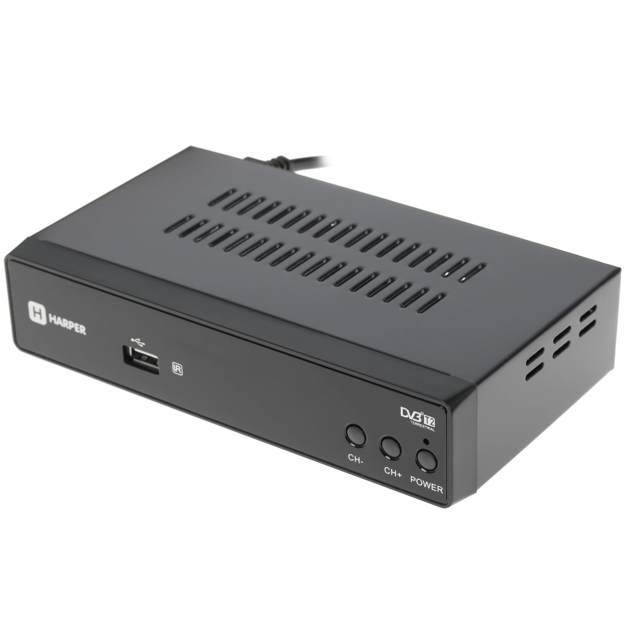 Цифровой ТВ тюнер Harper HDT2-5010; IPTV; DVB-T2; HDMI, RCA, USB, Антенный вход; LED-дисплей; пульт ДУ