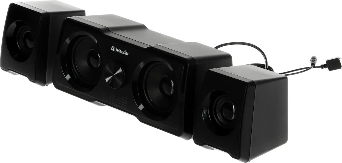 Акустическая система 2.1 Defender SOUNDWALL (65214***); 16 Вт; 150 - 18000 Гц; пластик; регулятор на передней панели сабвуфера; USB; чёрный