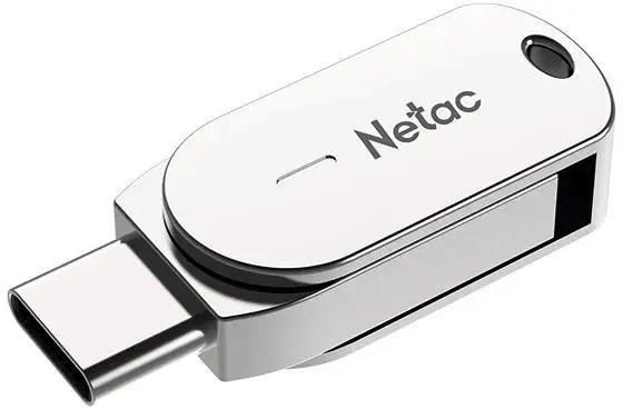 Накопитель USB-флэш 64 ГБ Netac U785C (NT03U785C-064G-30PN***); USB 3.X; ротатор; металлический корпус; OTG Type-C; серебристый