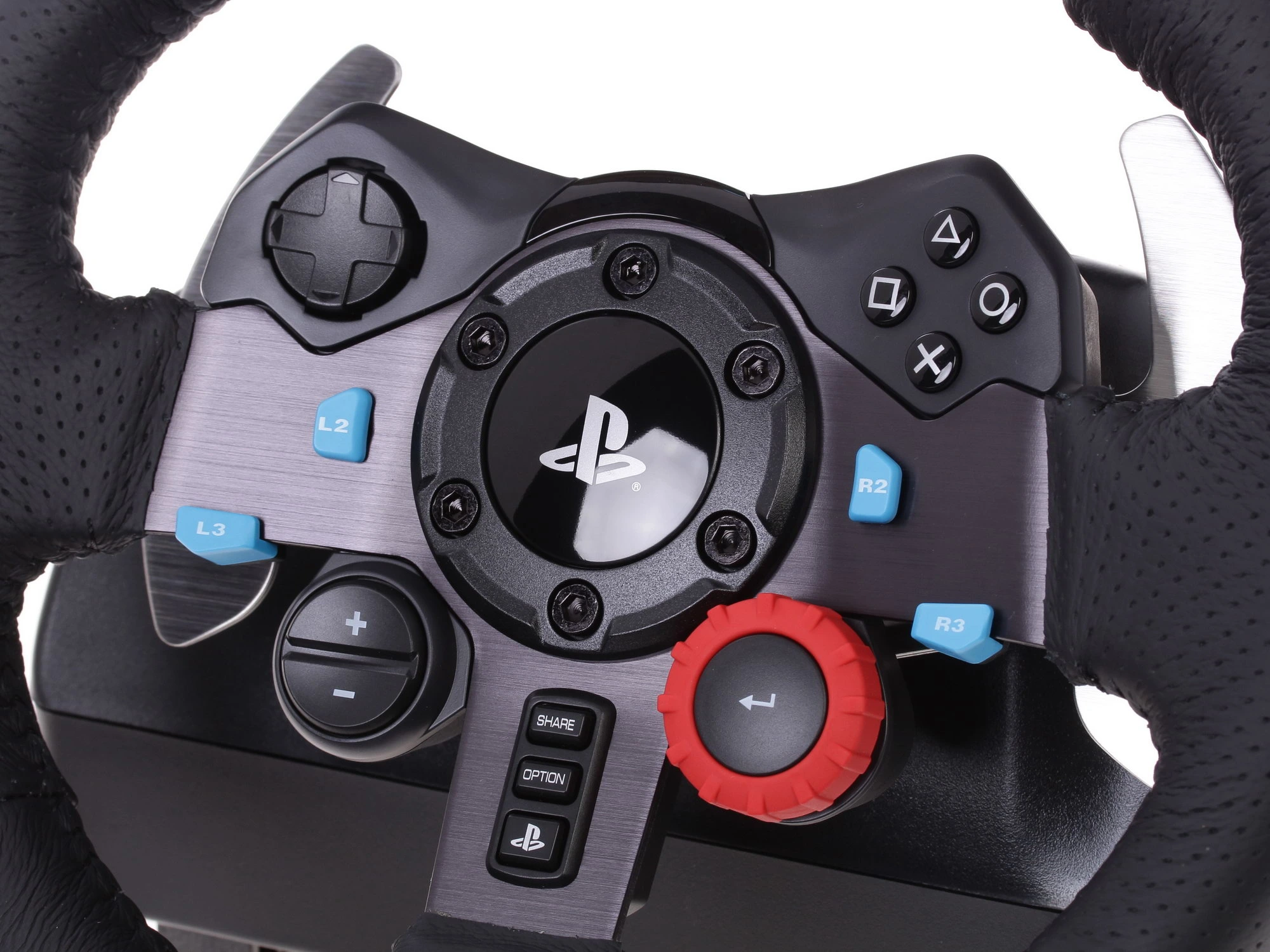 Руль Logitech G29 Driving Force (941-000112); проводной; PC, PS4/PS5; 14 кнопок, 3 педали, подрулевые переключатели, отделка руля кожей, обратная связ