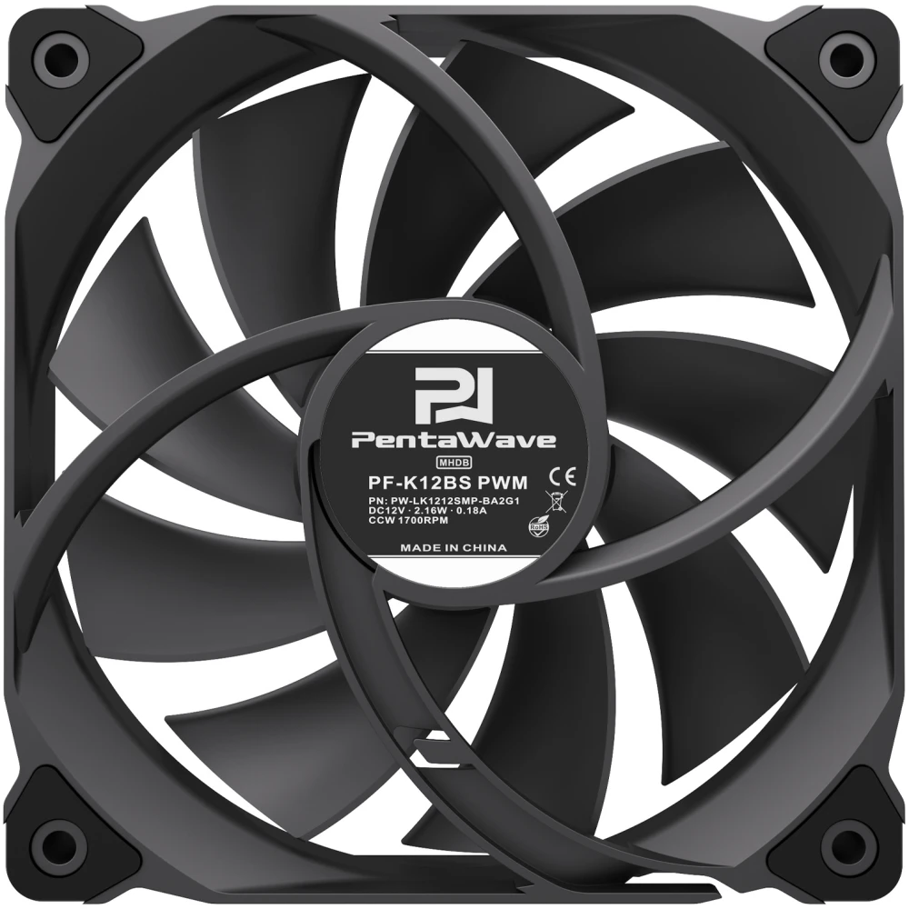 Вентилятор 120 мм PentaWave (PF-K12BS PWM***); 4-pin(PWM); 600 - 1700 об/мин; 28,7 дБ; пластик