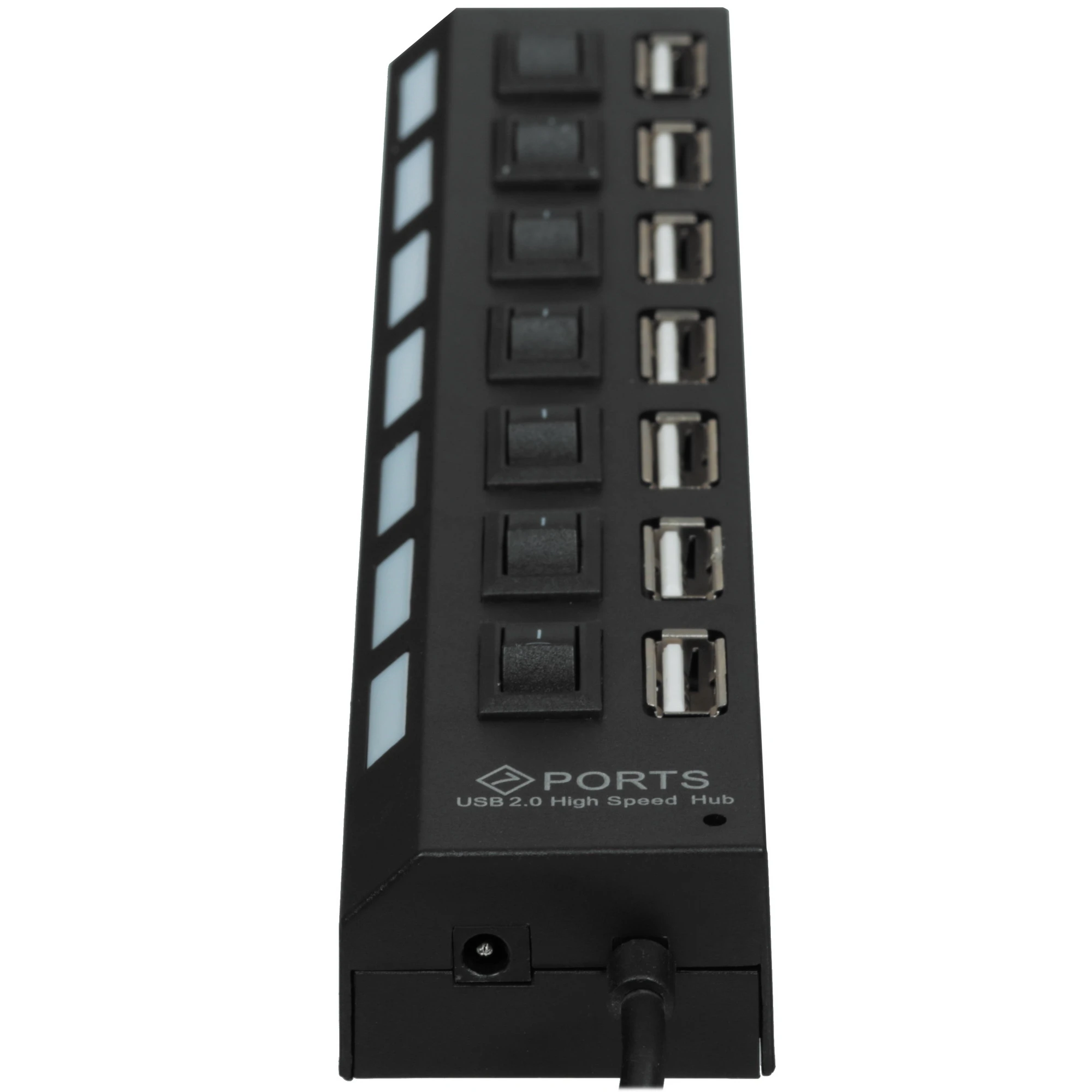 Концентратор USB внешний Gembird (UHB-U2P7-02); USB 2.0; 7 портов; выключатель каждого порта; подключение доп. питания; чёрный